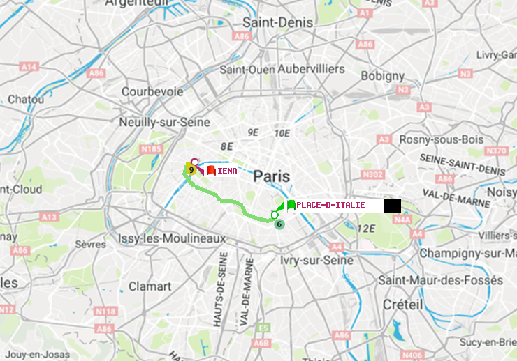 plan itinéraire ratp de Place d