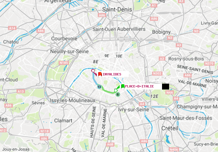 plan itinéraire ratp de Place d