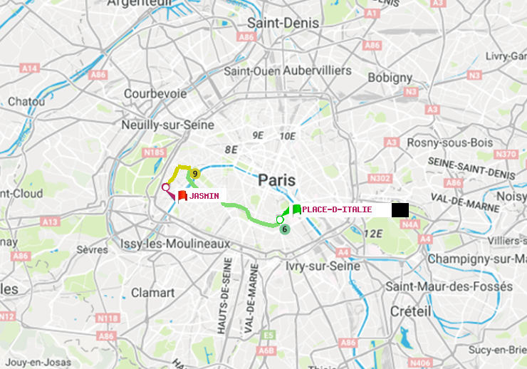 plan itinéraire ratp de Place d