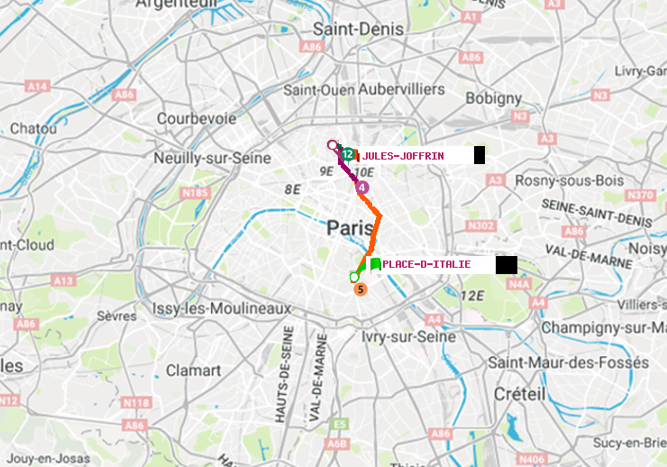 plan itinéraire ratp de Place d