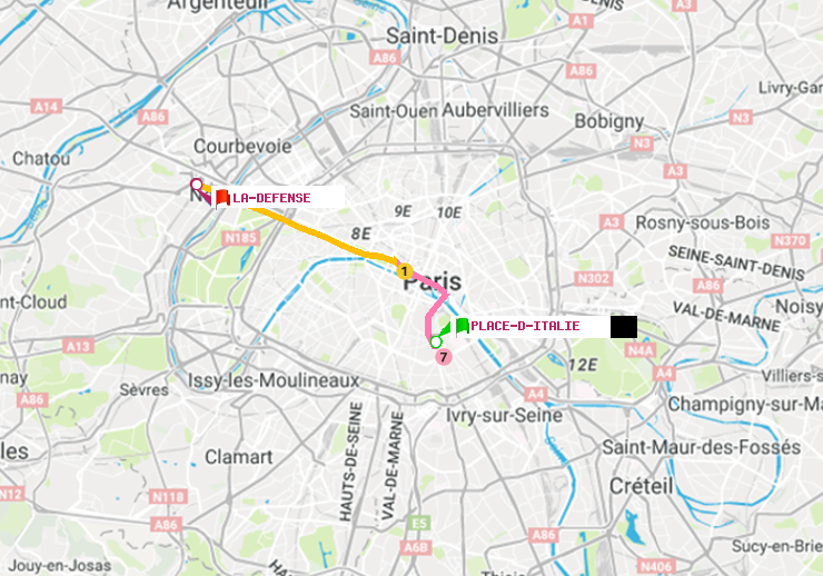 plan itinéraire ratp de Place d