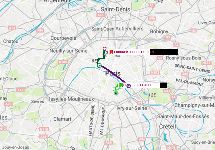plan itinéraire ratp de Place d