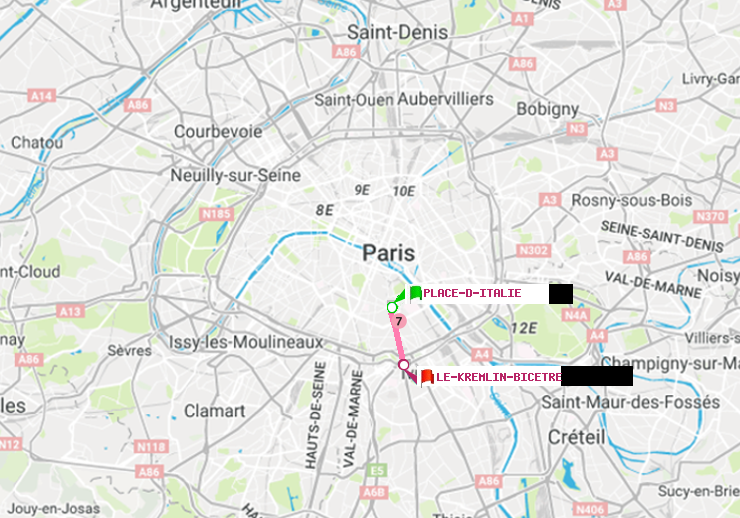 plan itinéraire ratp de Place d