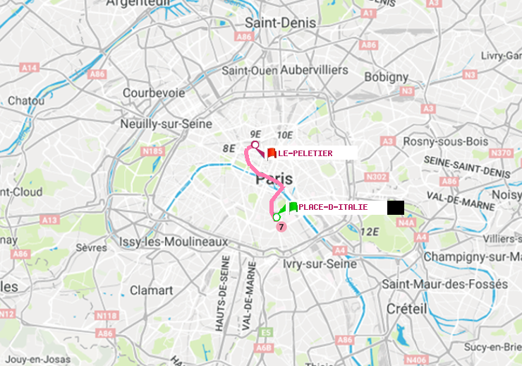 plan itinéraire ratp de Place d