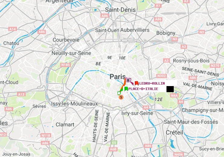 plan itinéraire ratp de Place d