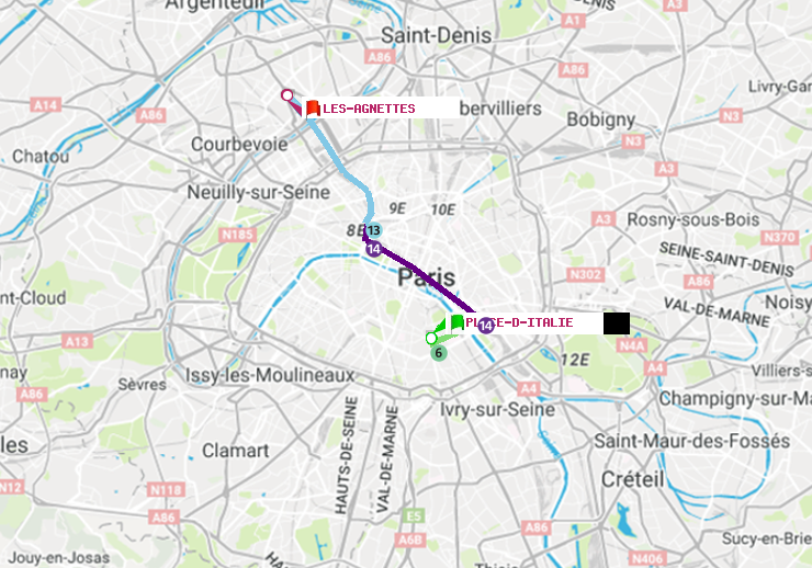 plan itinéraire ratp de Place d