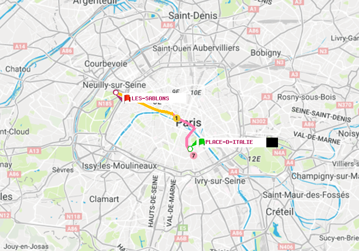 plan itinéraire ratp de Place d