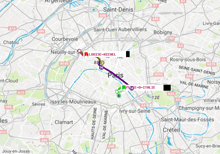 plan itinéraire ratp de Place d