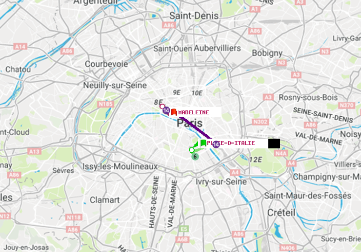 plan itinéraire ratp de Place d