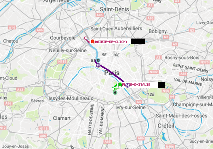 plan itinéraire ratp de Place d