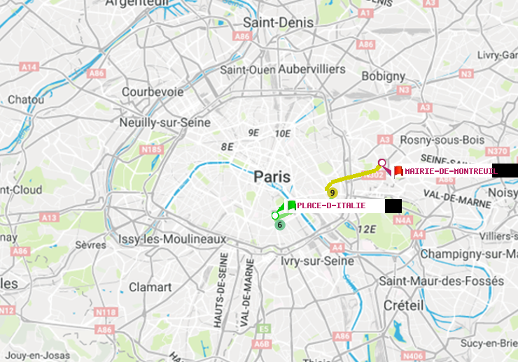 plan itinéraire ratp de Place d