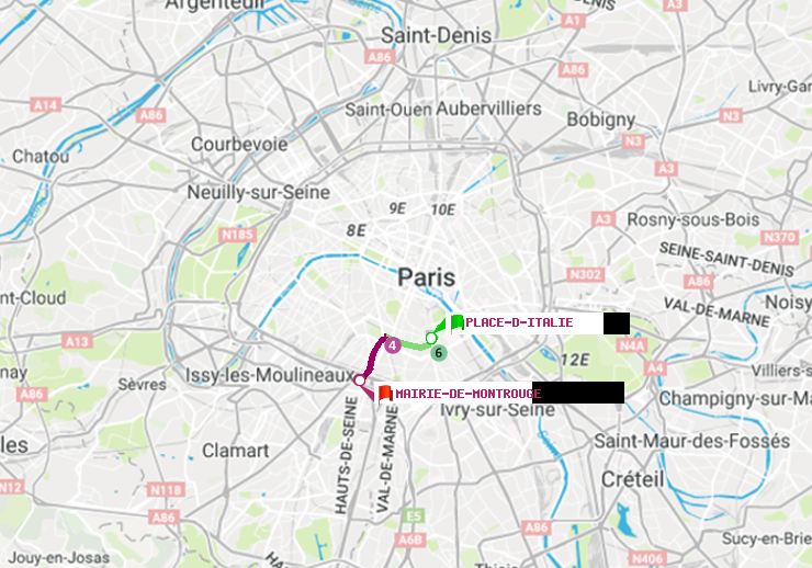 plan itinéraire ratp de Place d