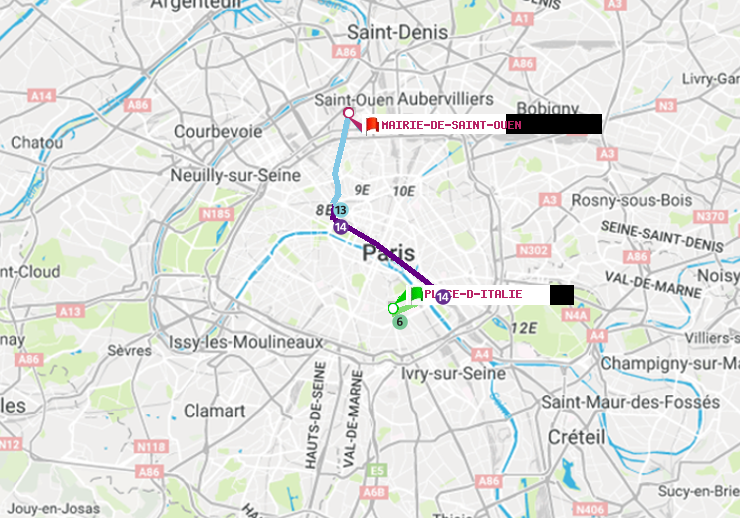 plan itinéraire ratp de Place d