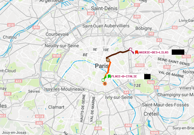 plan itinéraire ratp de Place d