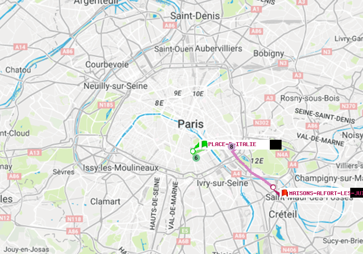 plan itinéraire ratp de Place d
