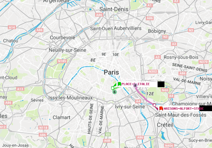 plan itinéraire ratp de Place d