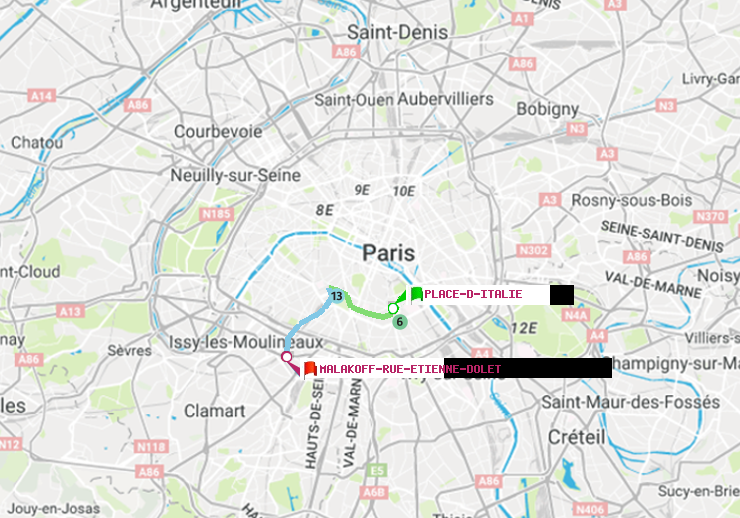 plan itinéraire ratp de Place d