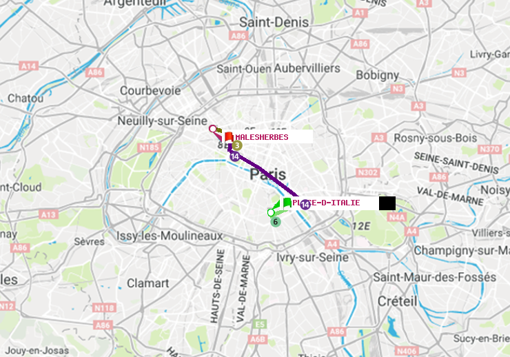 plan itinéraire ratp de Place d