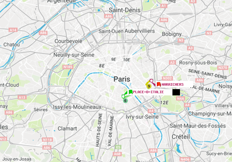 plan itinéraire ratp de Place d