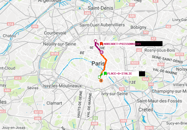plan itinéraire ratp de Place d