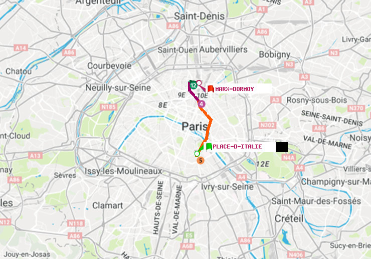 plan itinéraire ratp de Place d