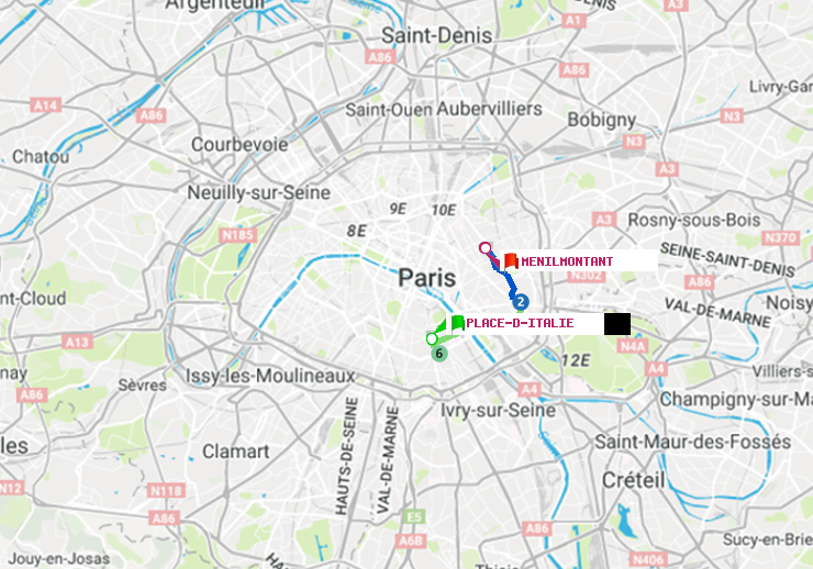 plan itinéraire ratp de Place d