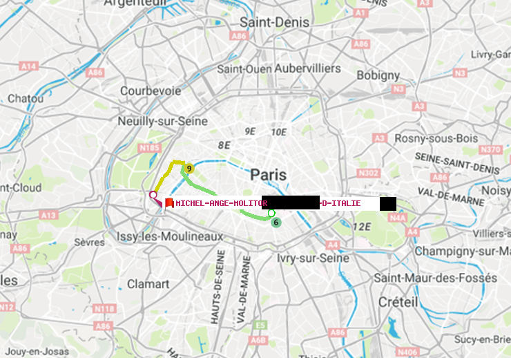 plan itinéraire ratp de Place d