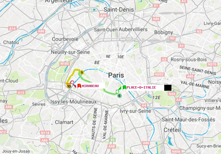 plan itinéraire ratp de Place d
