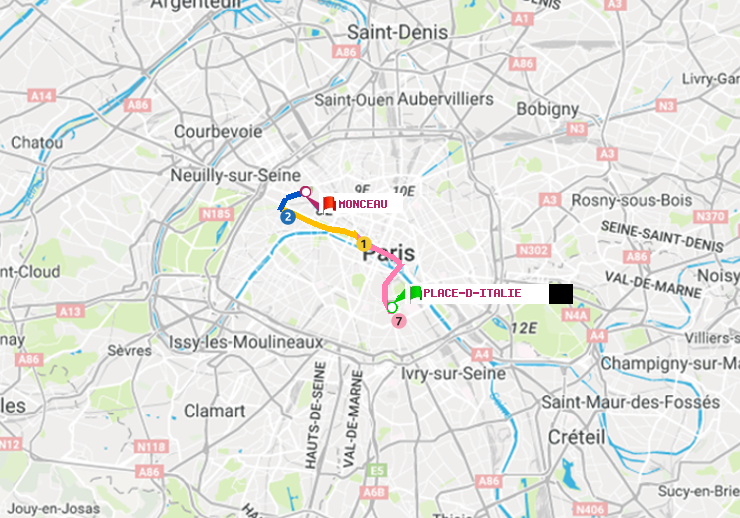 plan itinéraire ratp de Place d