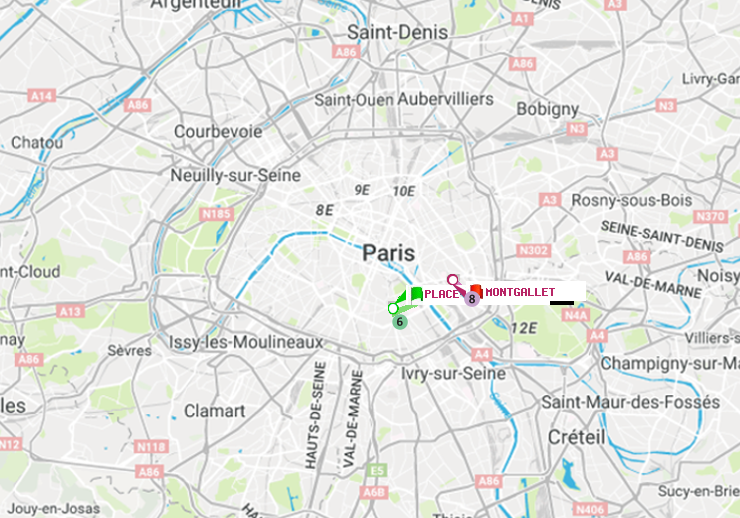 plan itinéraire ratp de Place d