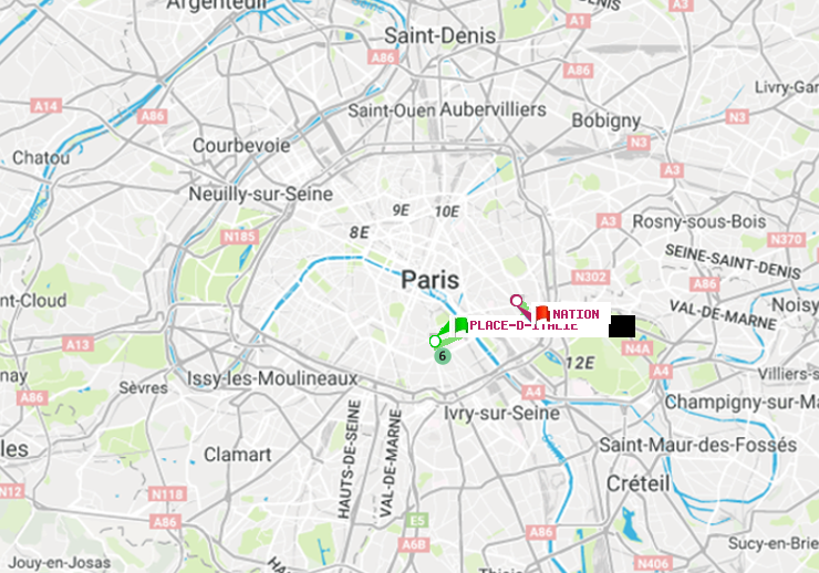 plan itinéraire ratp de Place d