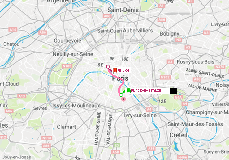 plan itinéraire ratp de Place d