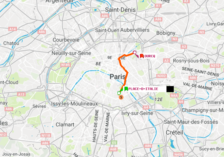 plan itinéraire ratp de Place d