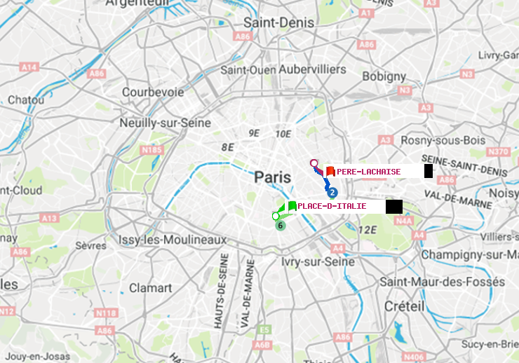 plan itinéraire ratp de Place d