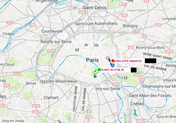 plan itinéraire ratp de Place d