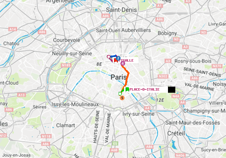 plan itinéraire ratp de Place d