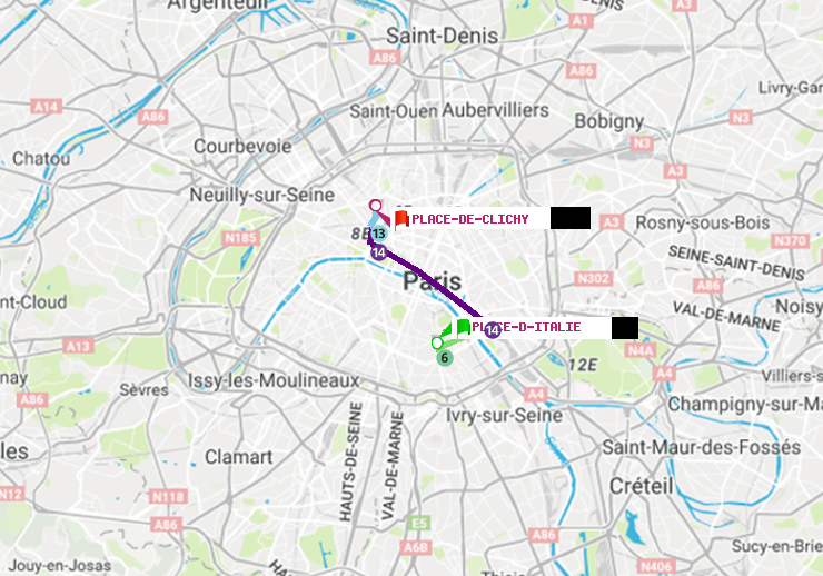 plan itinéraire ratp de Place d