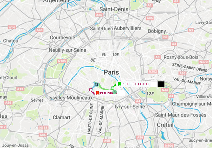 plan itinéraire ratp de Place d