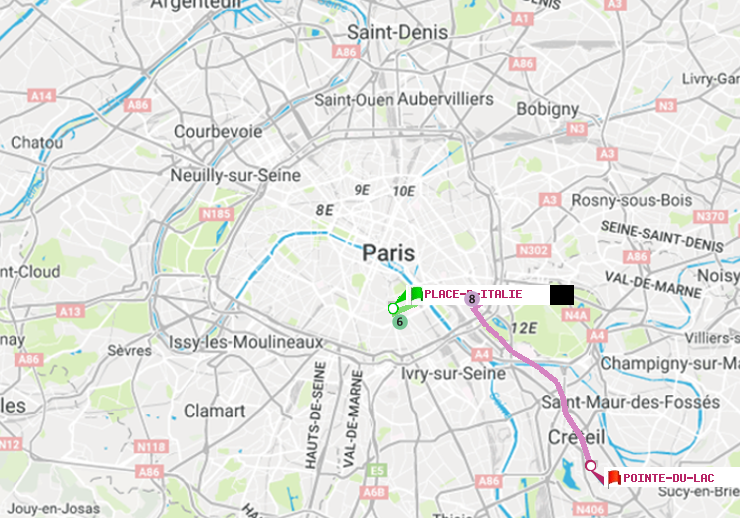 plan itinéraire ratp de Place d