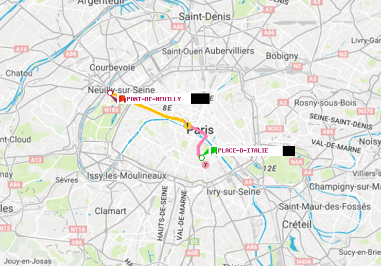 plan itinéraire ratp de Place d