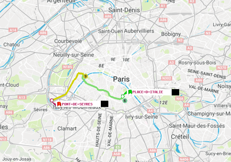 plan itinéraire ratp de Place d