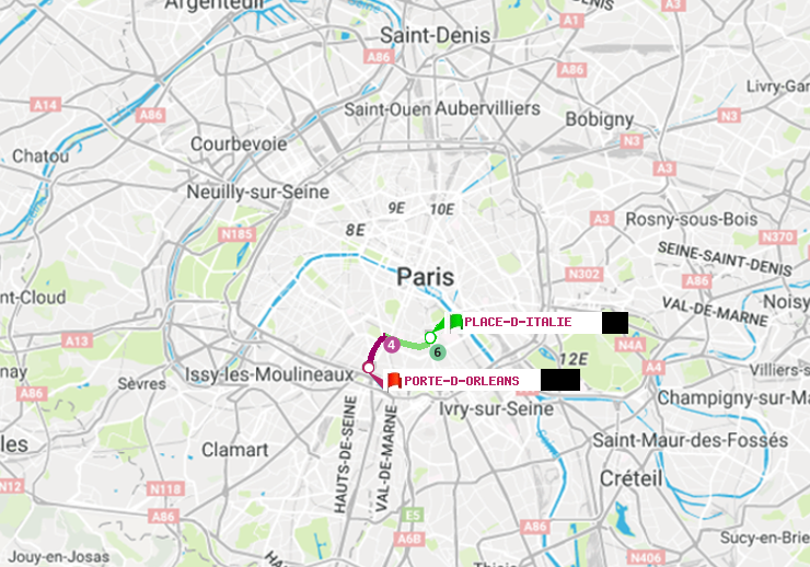 plan itinéraire ratp de Place d