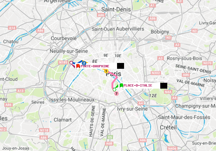 plan itinéraire ratp de Place d