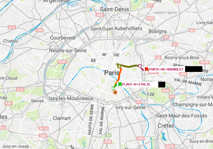 plan itinéraire ratp de Place d