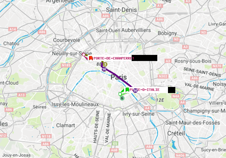 plan itinéraire ratp de Place d