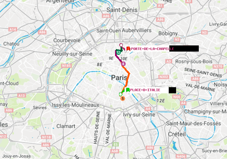 plan itinéraire ratp de Place d