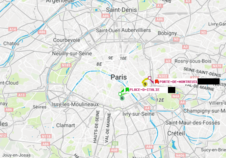 plan itinéraire ratp de Place d