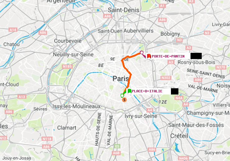 plan itinéraire ratp de Place d