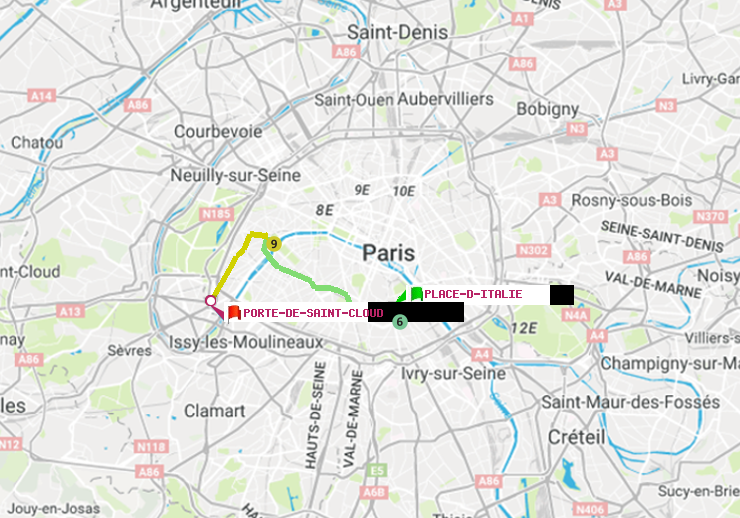 plan itinéraire ratp de Place d