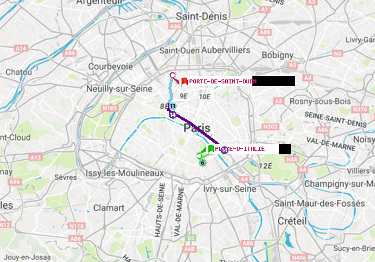 plan itinéraire ratp de Place d